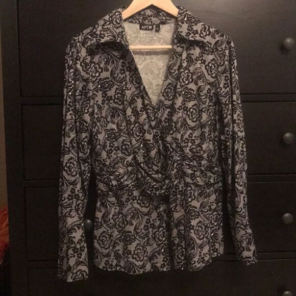 APT 9 Lace Look Cross Front Blouse - Size Large - Picture 2 of 8